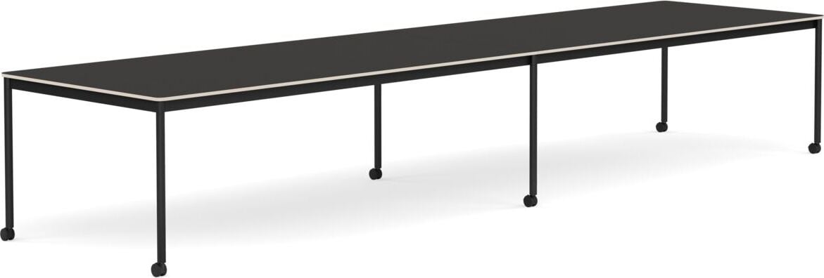 Stół na kółkach Base 110 x 440 cm czarny linoleum nogi czarne