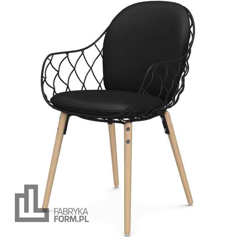 Krzesło Pina pełne czarne materiał Steelcut 2 nogi jesion
