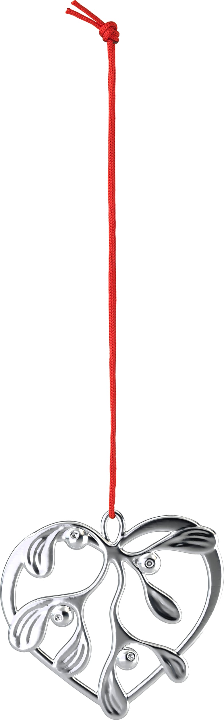 Zawieszka świąteczna Karen Blixen serce z jemiołą 6 cm srebrna