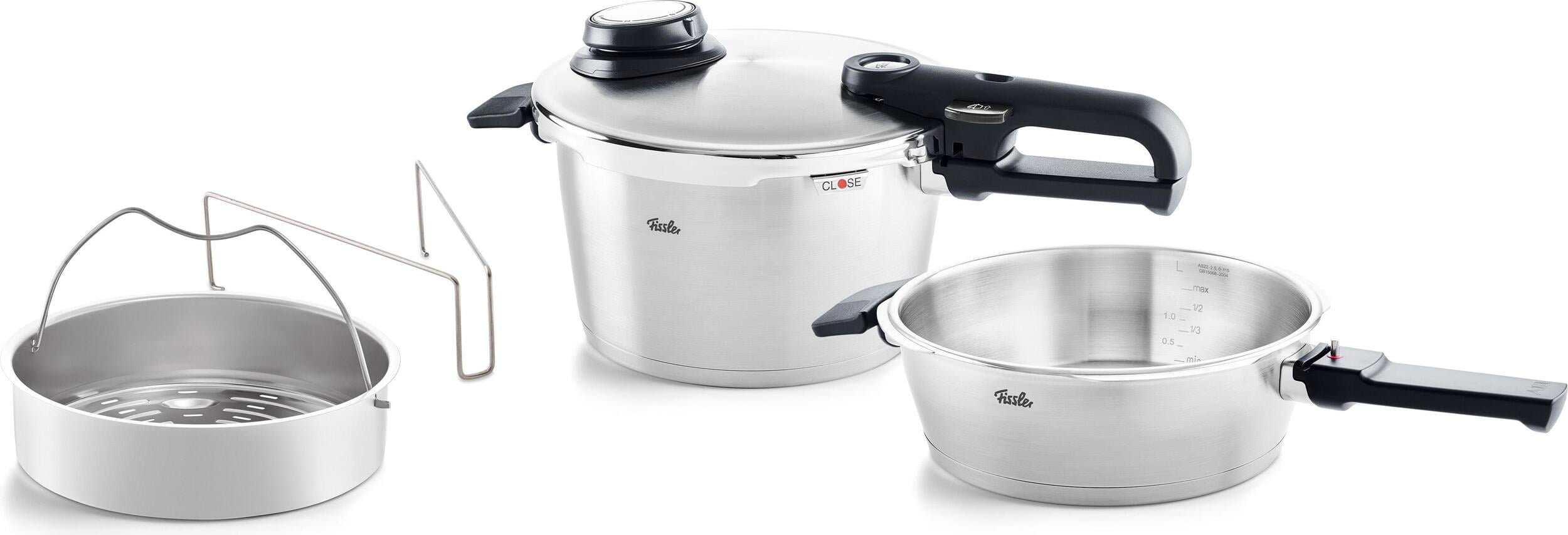 Szybkowar Vitavit Premium 4 5 l z dodatkową patelnią i wkładem perforowanym
