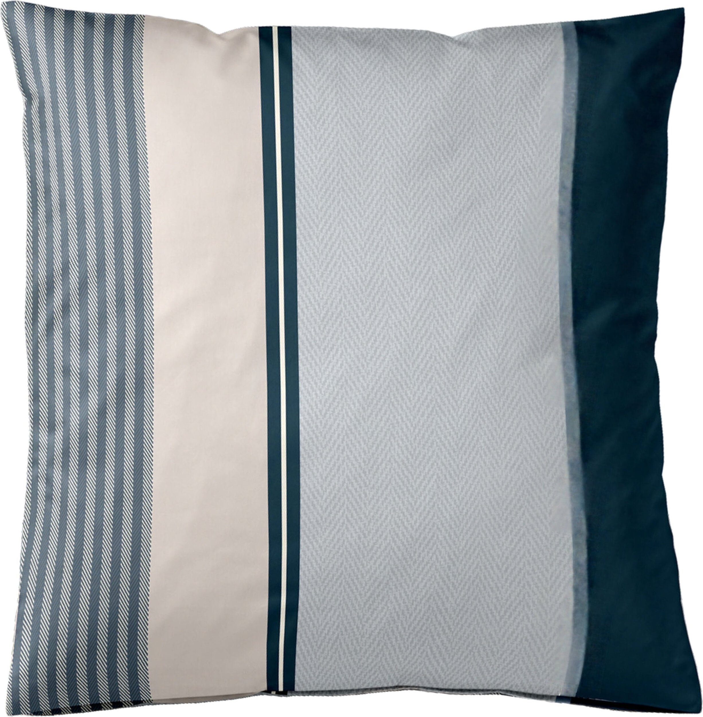 Poszewka na poduszkę Herringbone Stripes 80 x 80 cm Ocean z bawełny satynowej