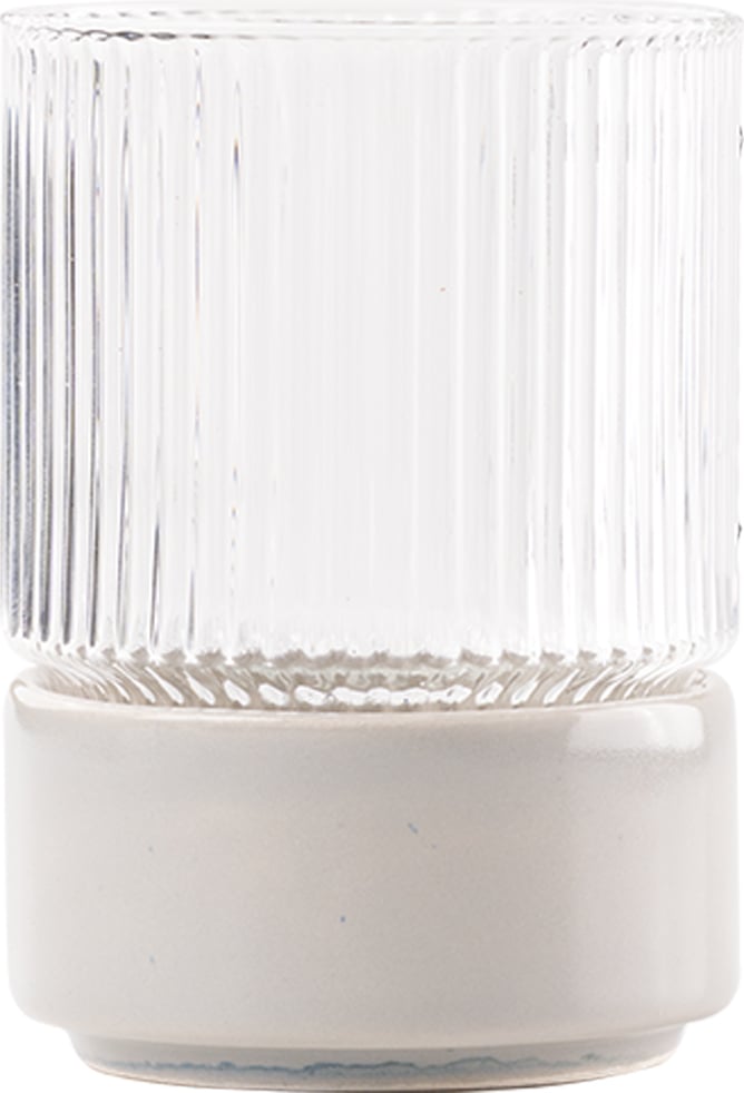 Szklanka z miską na przekąski T-Set 450 ml przezroczysto-szare