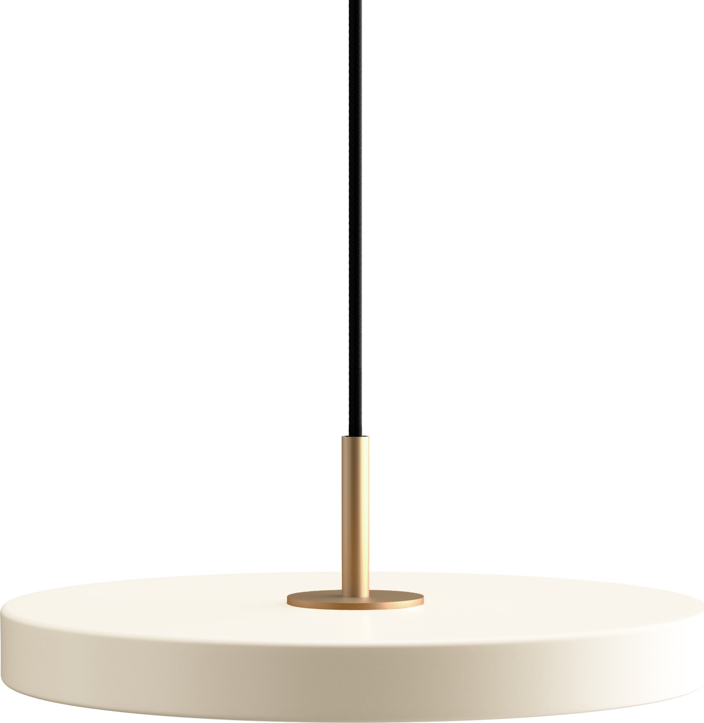 Lampa wisząca Asteria Plus 31 cm perłowa biel ze złotym mocowaniem