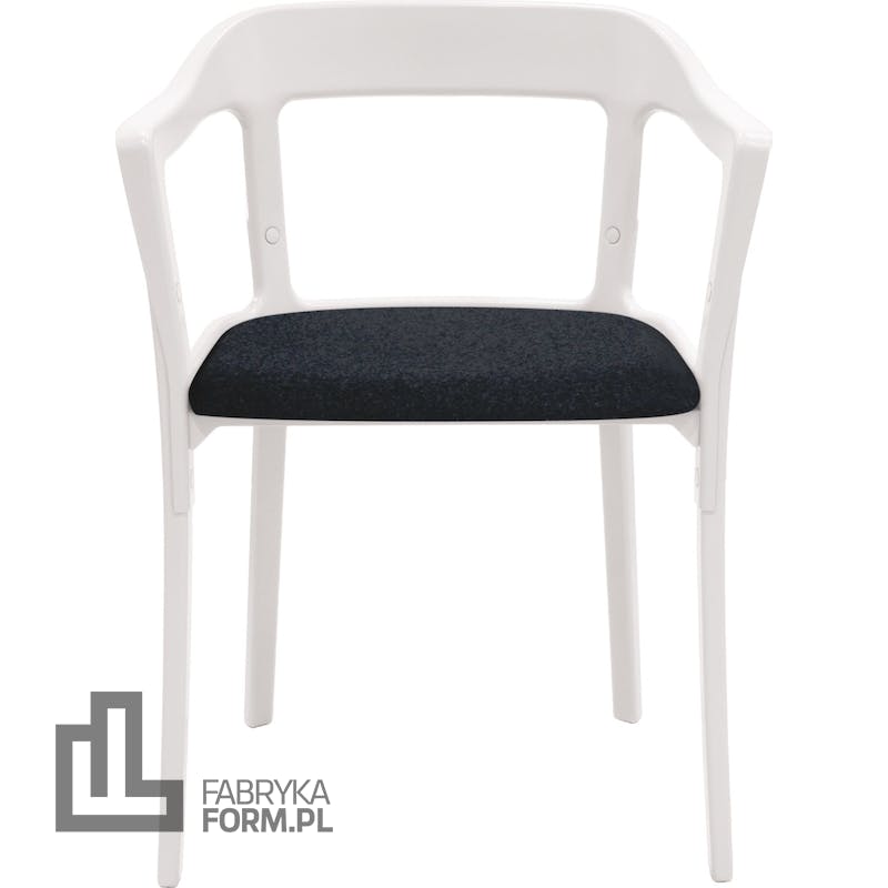 Krzesło Steelwood tapicerowane biało-czarne