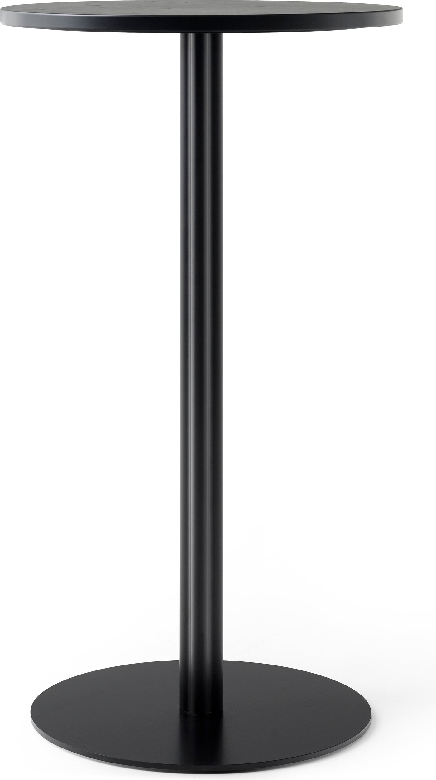 Stół barowy Harbour Column wysoki 60 cm czarny z blatem pokrytym linoleum