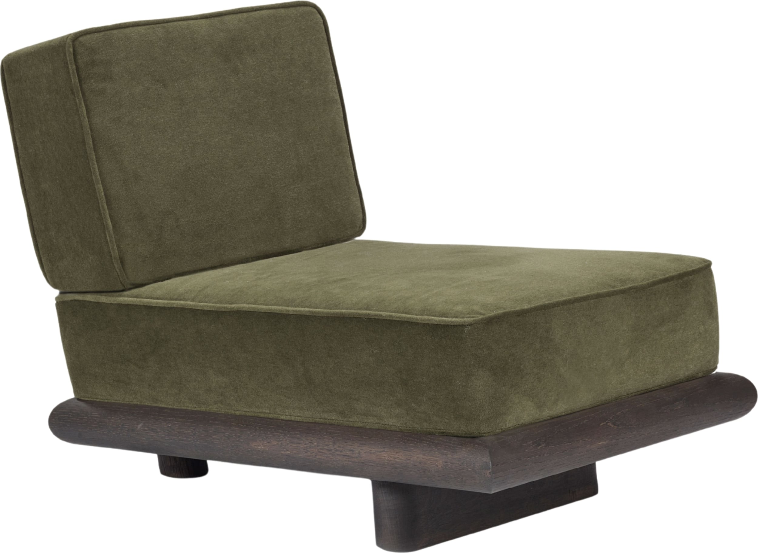 Sofa jednoosobowa Ono Velvet 95 cm ciemnozielony ciemny dąb