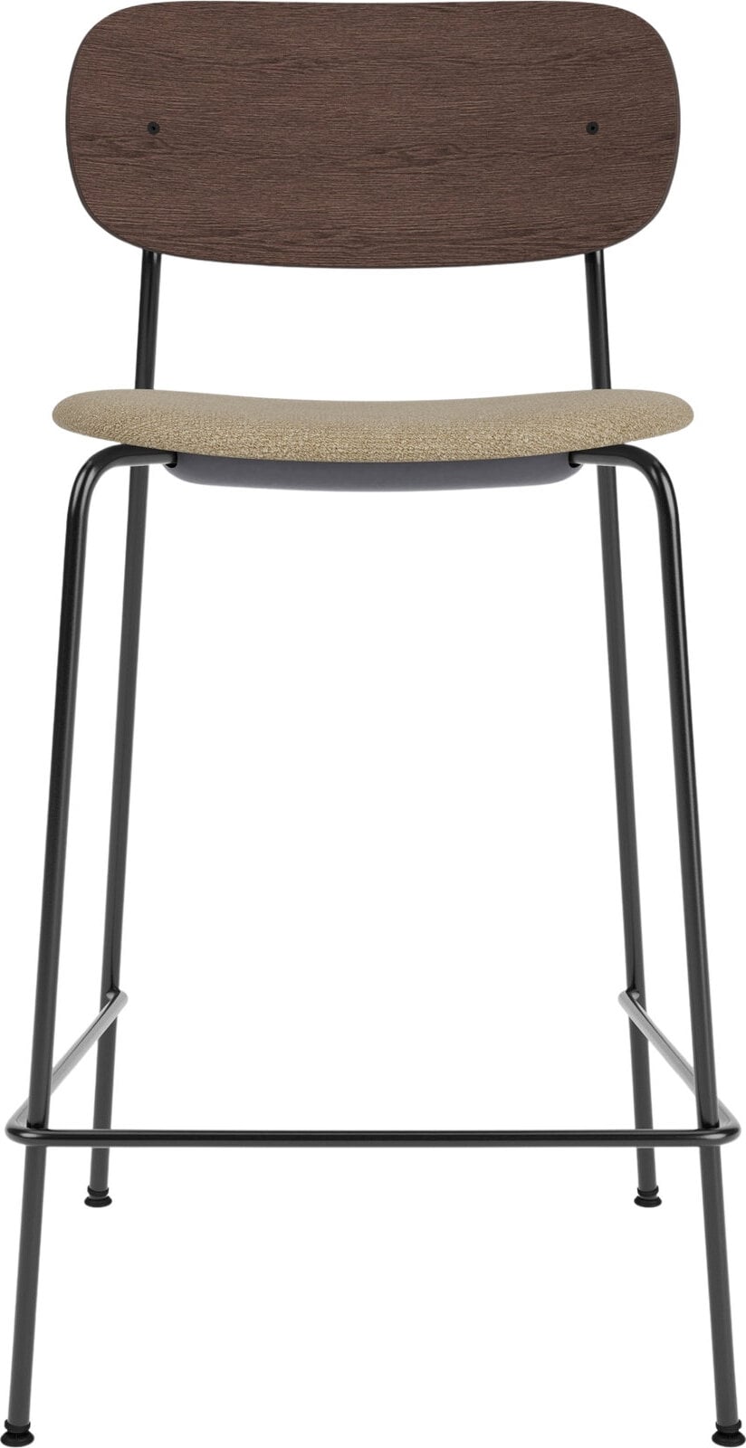 Krzesło barowe Co 68 5 cm ciemny dąb z tapicerowanym siedziskiem boucle beż