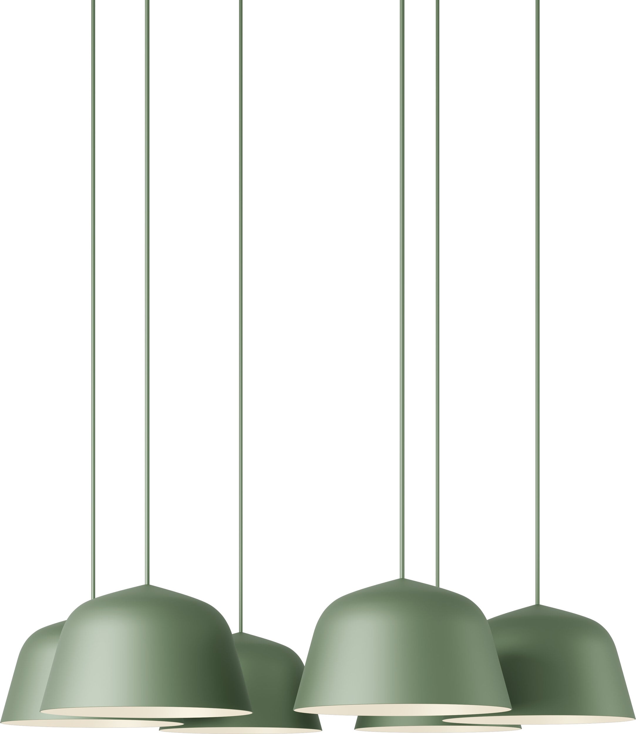 Lampa wisząca z 6 kloszami Ambit przydymiona zieleń