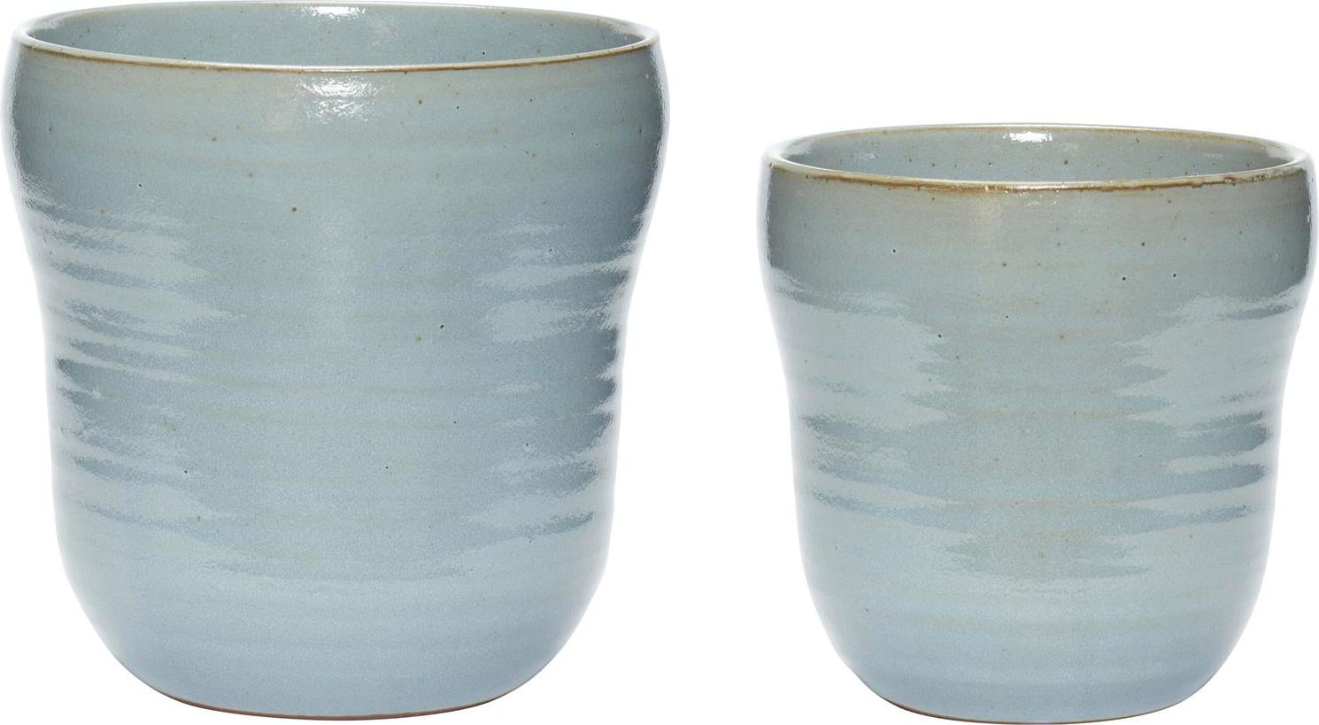 Osłonki na doniczki Hübsch błękitne ceramiczne 2 szt.