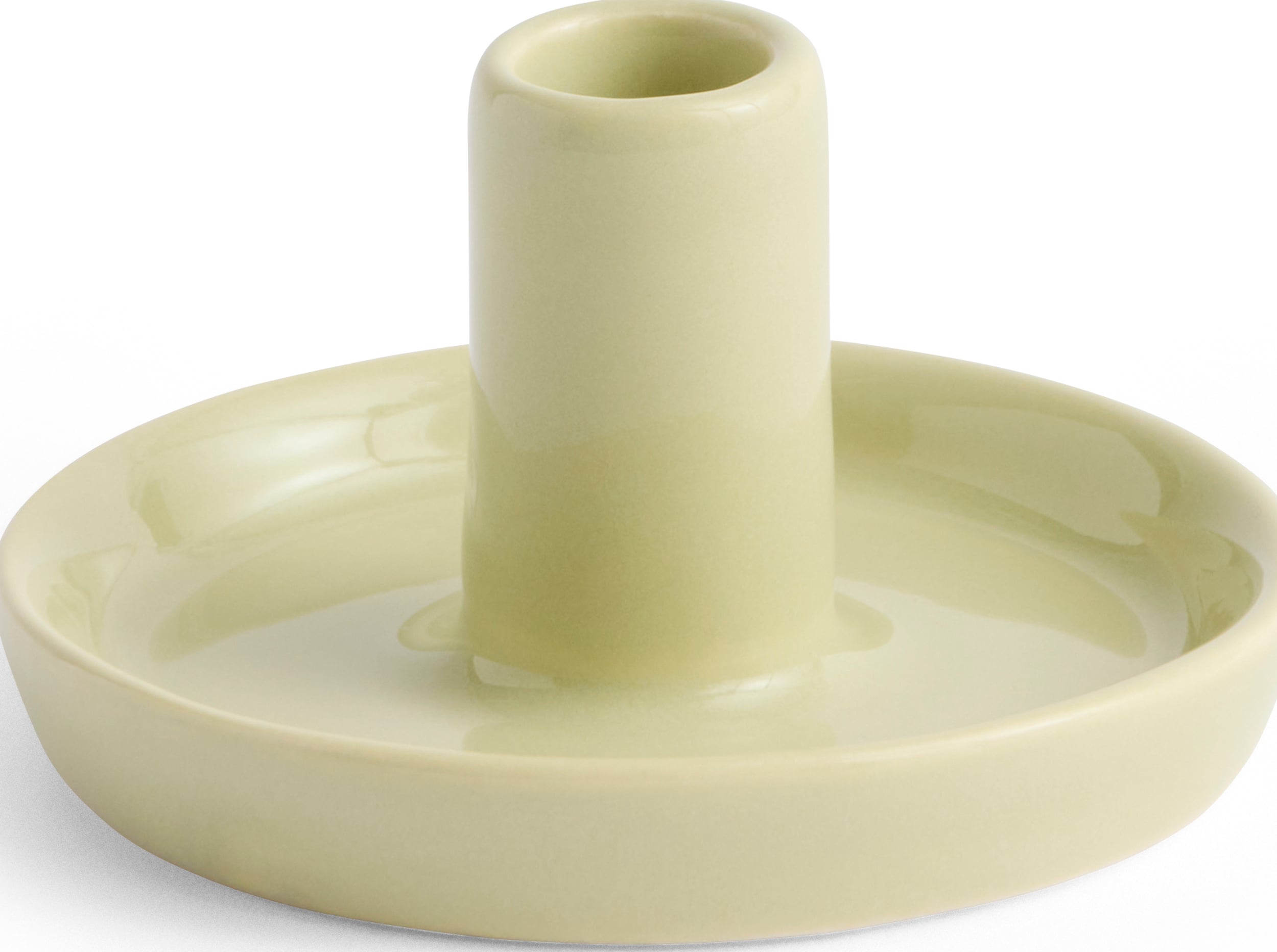 Świecznik na klasyczną świecę Disc 7 cm pistacjowy