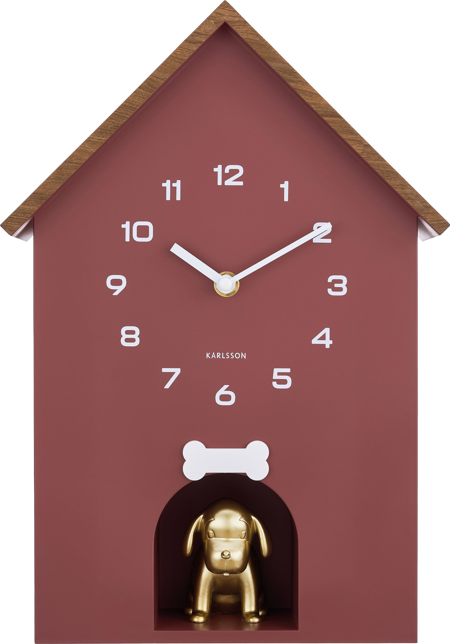 Zegar ścienny Dog House burgundowy