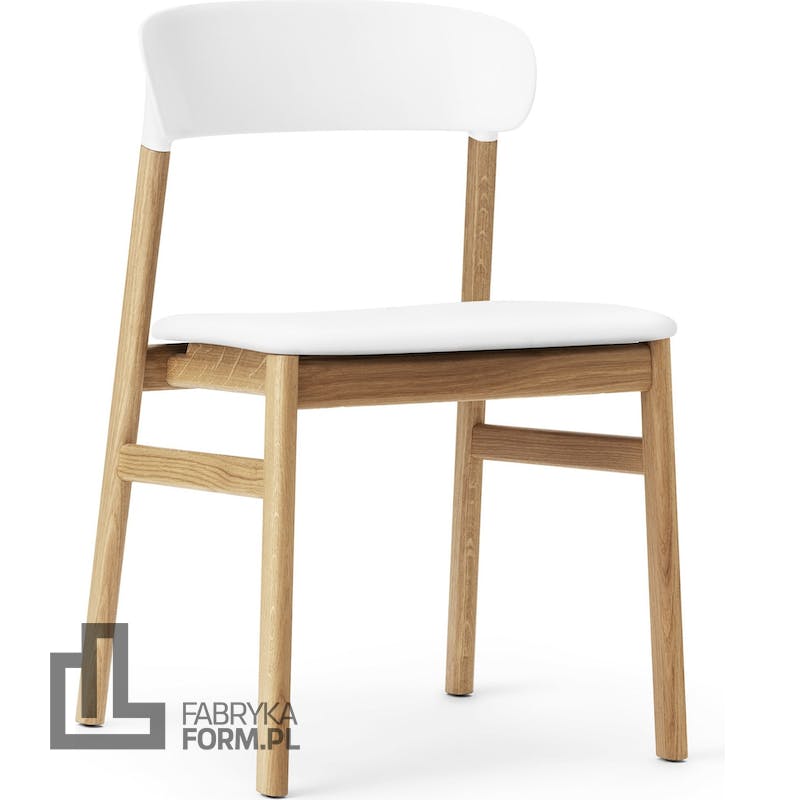 Krzesło Herit jasny dąb siedzisko skórzane białe