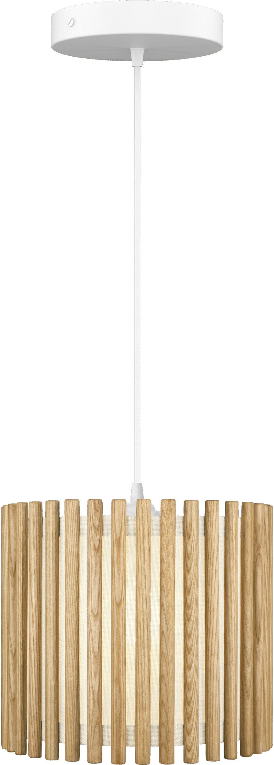 Lampa wisząca Komorebi okrągła 29 4 cm naturalny dąb z białą rozetą