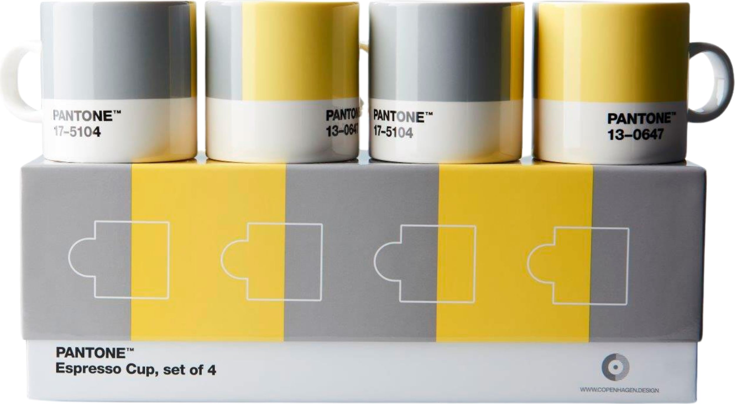 Kubki do espresso Pantone 120 ml szaro-żółte 4 szt.
