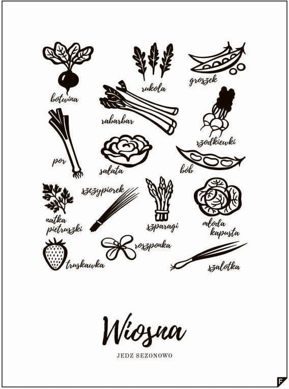 Plakat Wiosna - Jedz sezonowo 21 x 30 cm