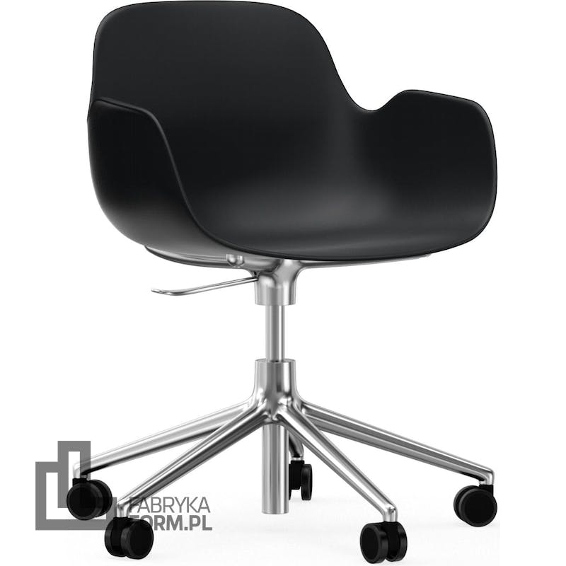 Fotel na kółkach Form Swivel 5W czarny na aluminiowych nogach