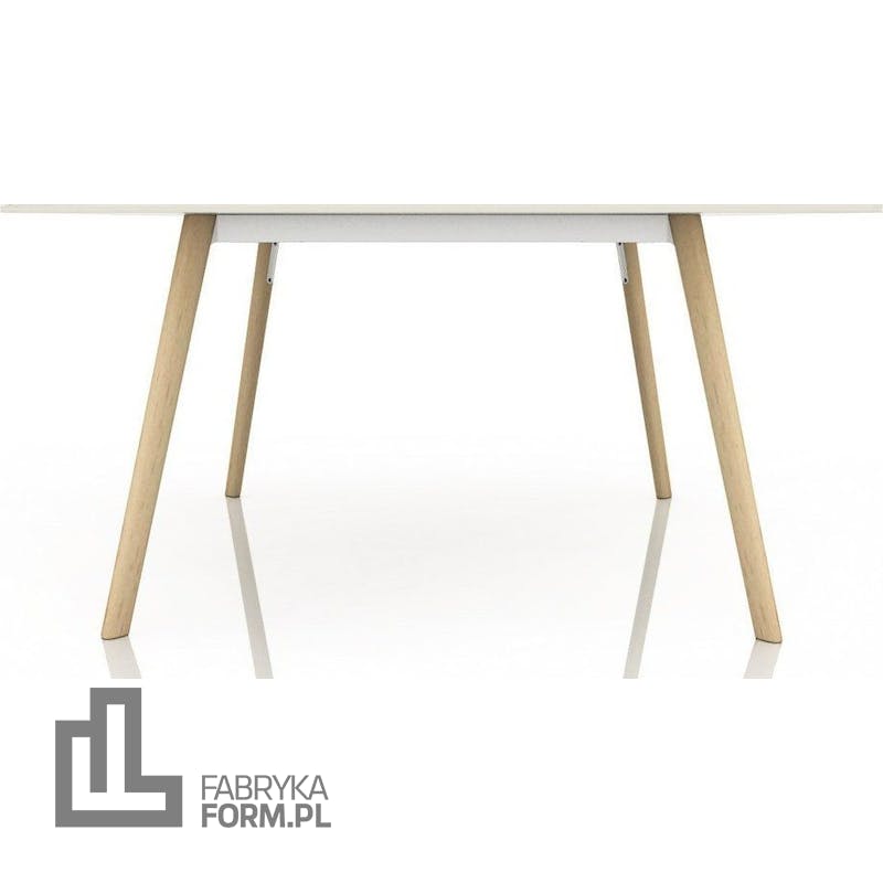 Stół Pilo prostokątny 160 x 85 cm naturalne nogi biały blat