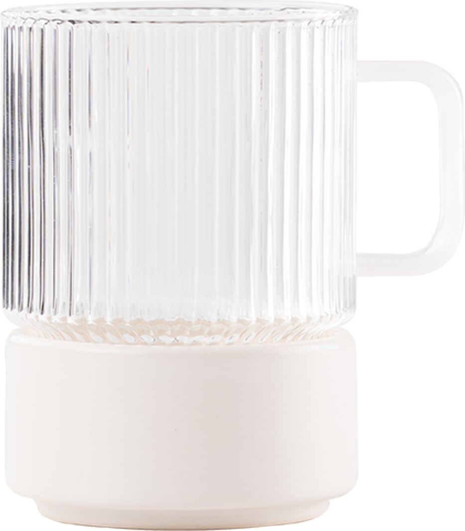 Kubek do herbaty T-Set 450 ml z białym uchwytem z miską na przekąski