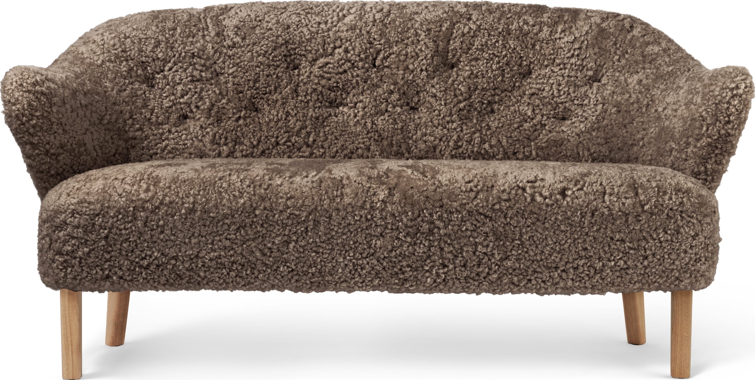 Sofa dwuosobowa Ingeborg Sheepskin brązowa na dębowych nogach