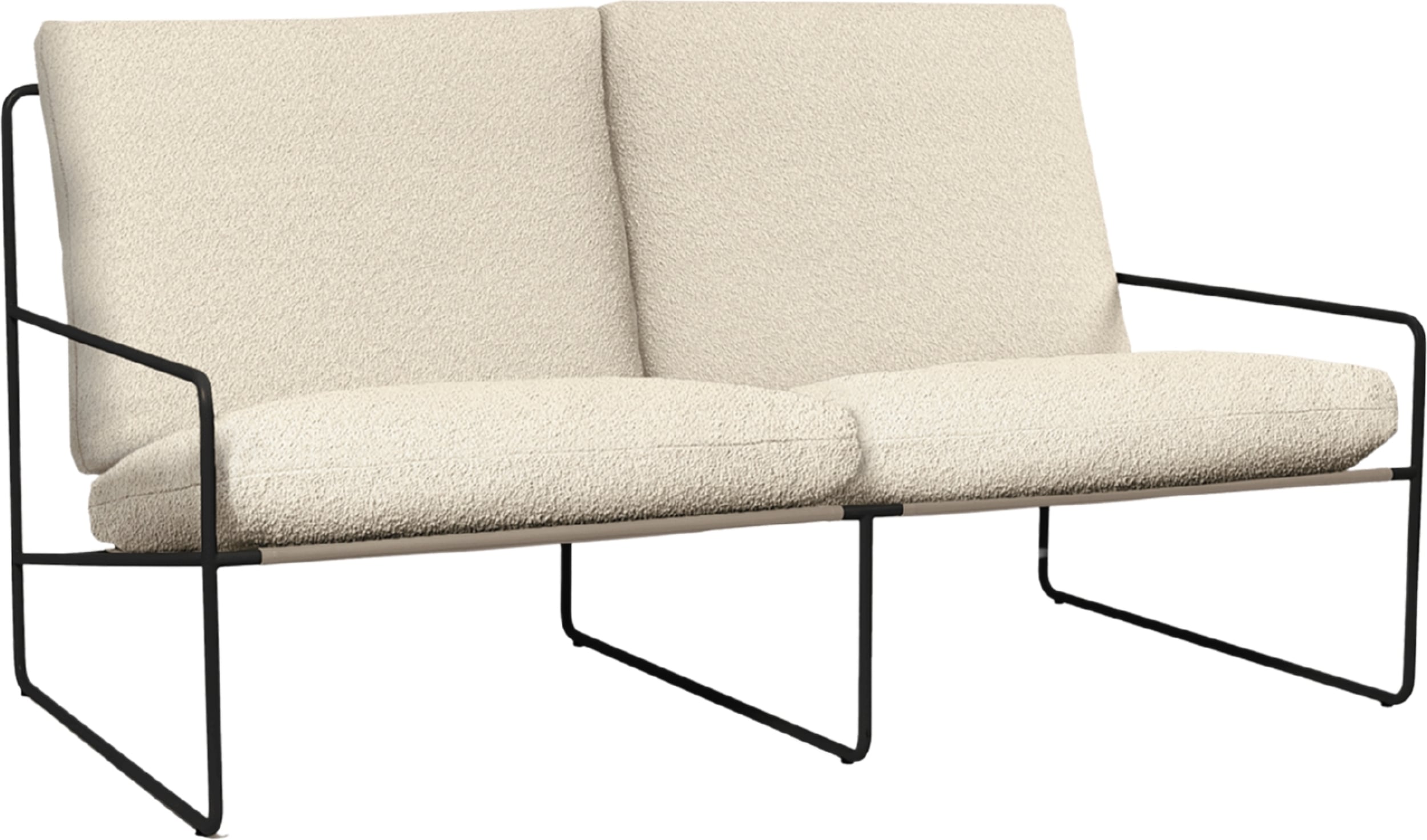 Sofa ogrodowa Desert Pure Bouclé podwójna z czarną ramą