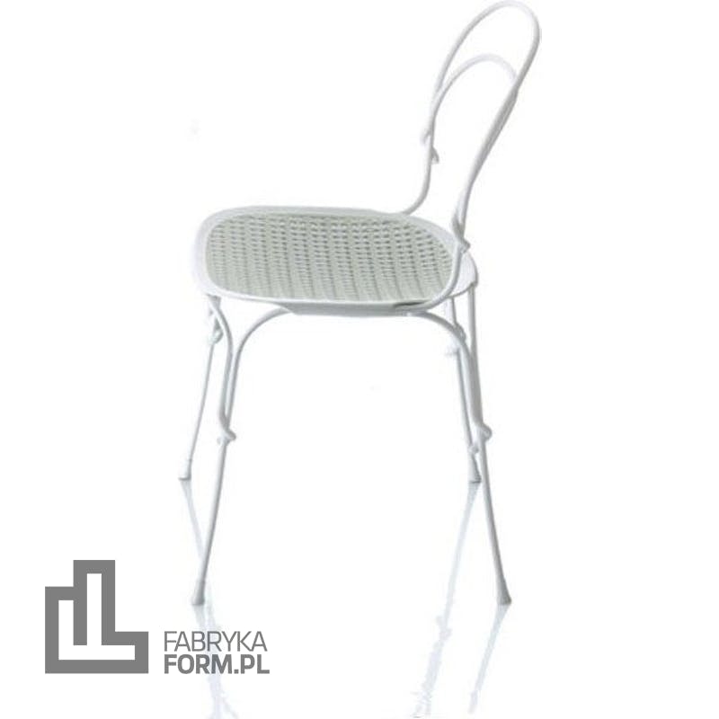 Krzesło Vigna rama biała siedzisko szare
