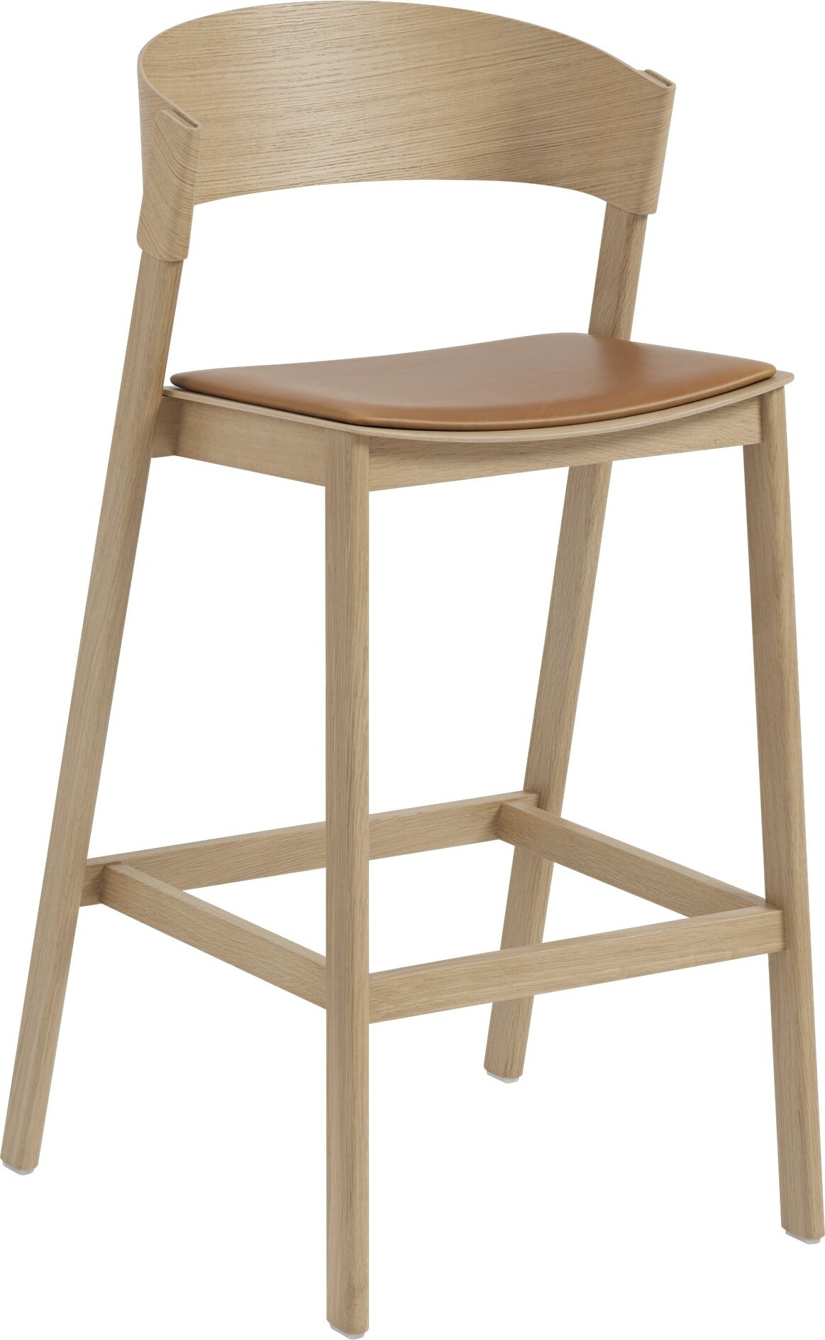 Stołek barowy Cover 75 cm jasny dąb z tapicerowanym siedziskiem