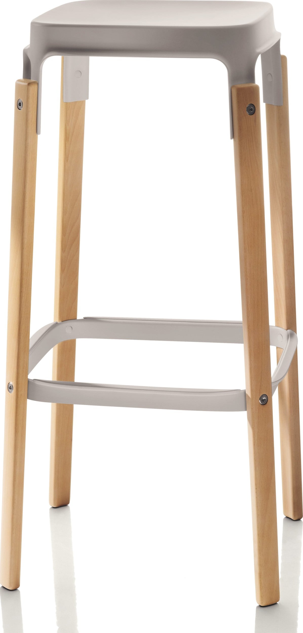 Stołek barowy Steelwood 68 cm dąb siedzisko szare