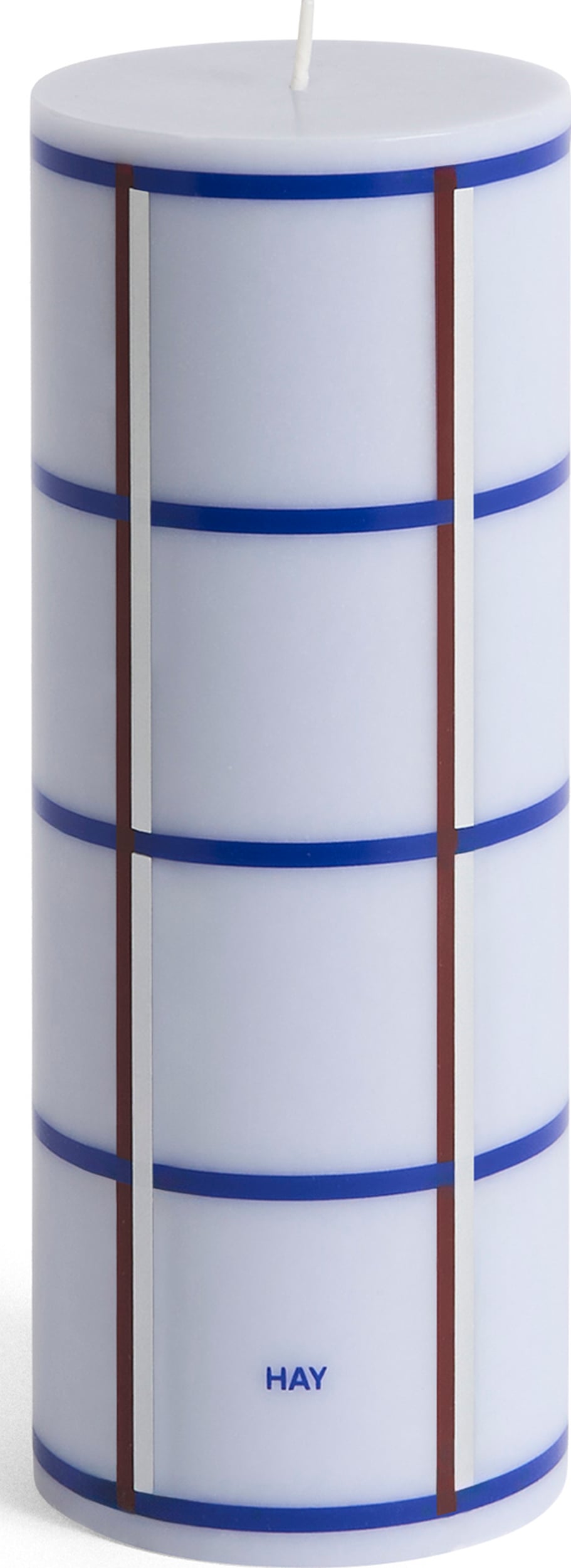 Świeca Column 20 cm błękitno-bordowo-srebrna
