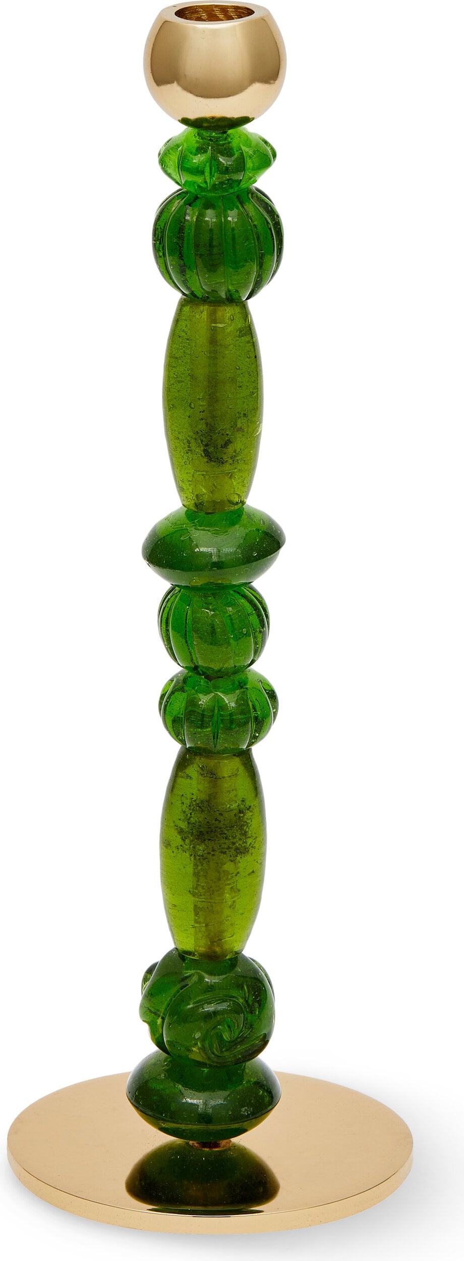 Świecznik na klasyczną świecę Beads 34 cm ciemnozielony