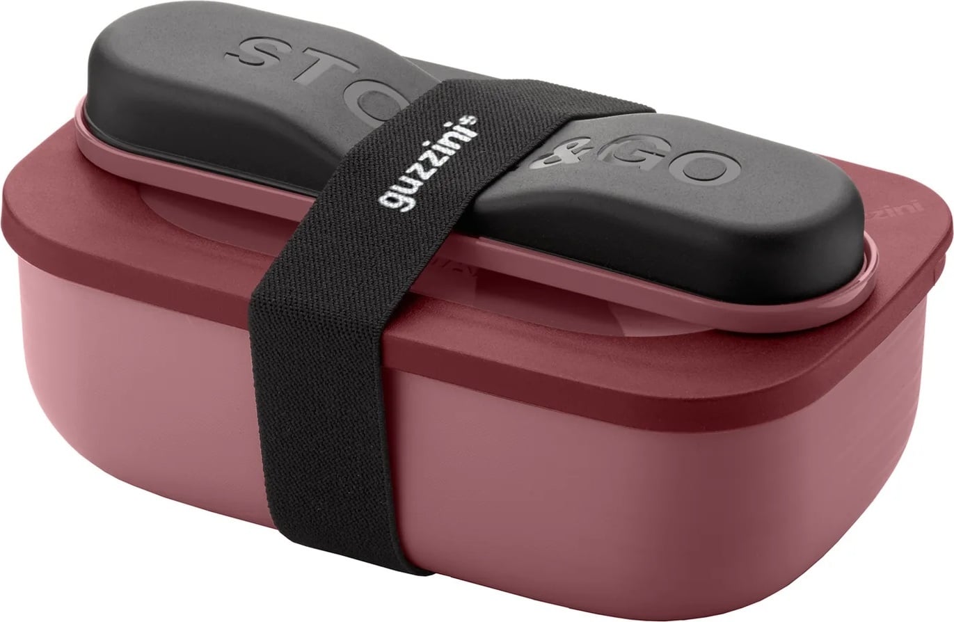 Lunchbox Store & Go 900 ml ciemnoczerwony ze sztućcami