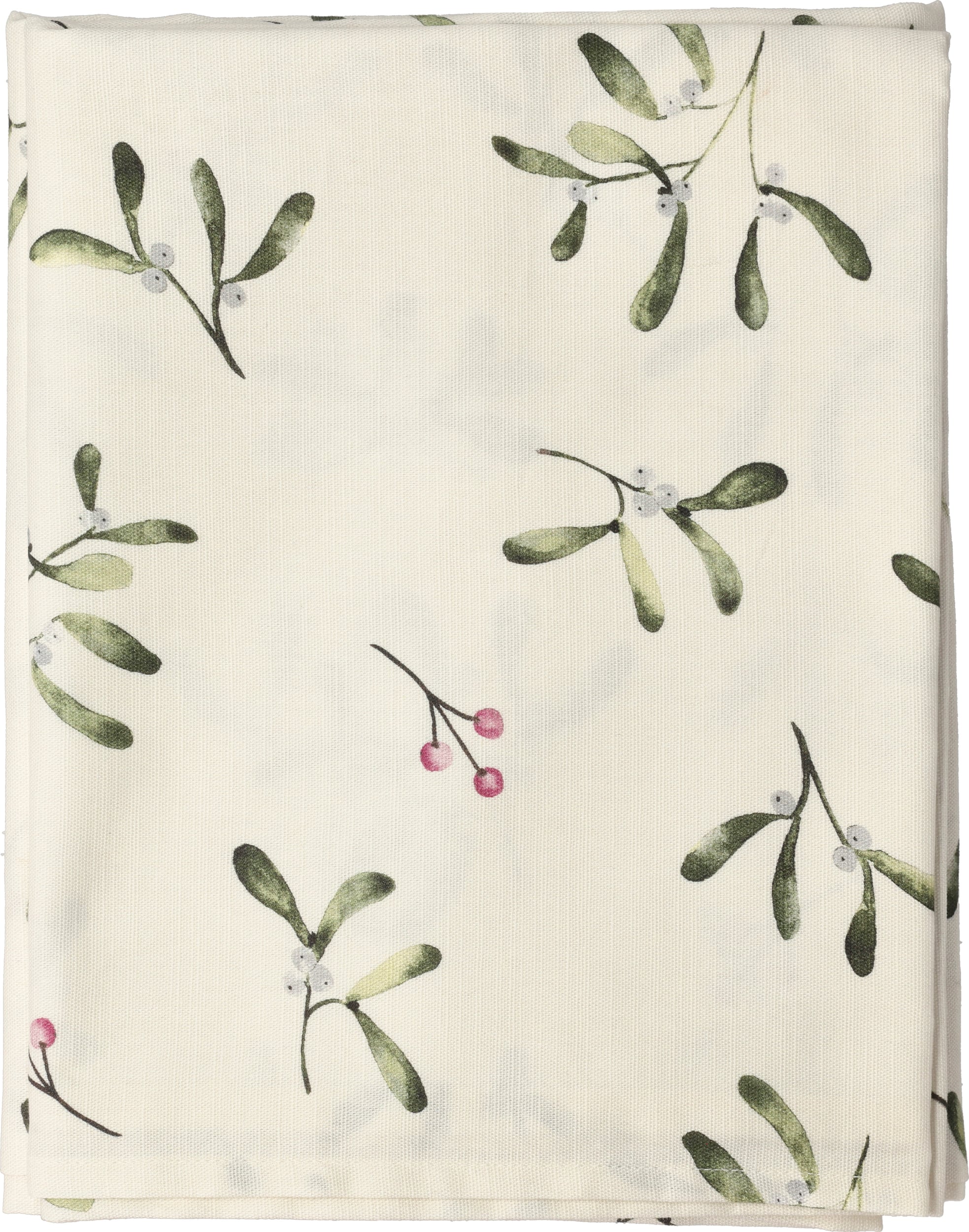Obrus Christmas Mistletoe 140 x 250 cm kremowo-zielony