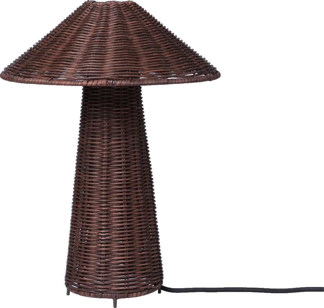 Lampa stołowa Dou ciemna rattanowa