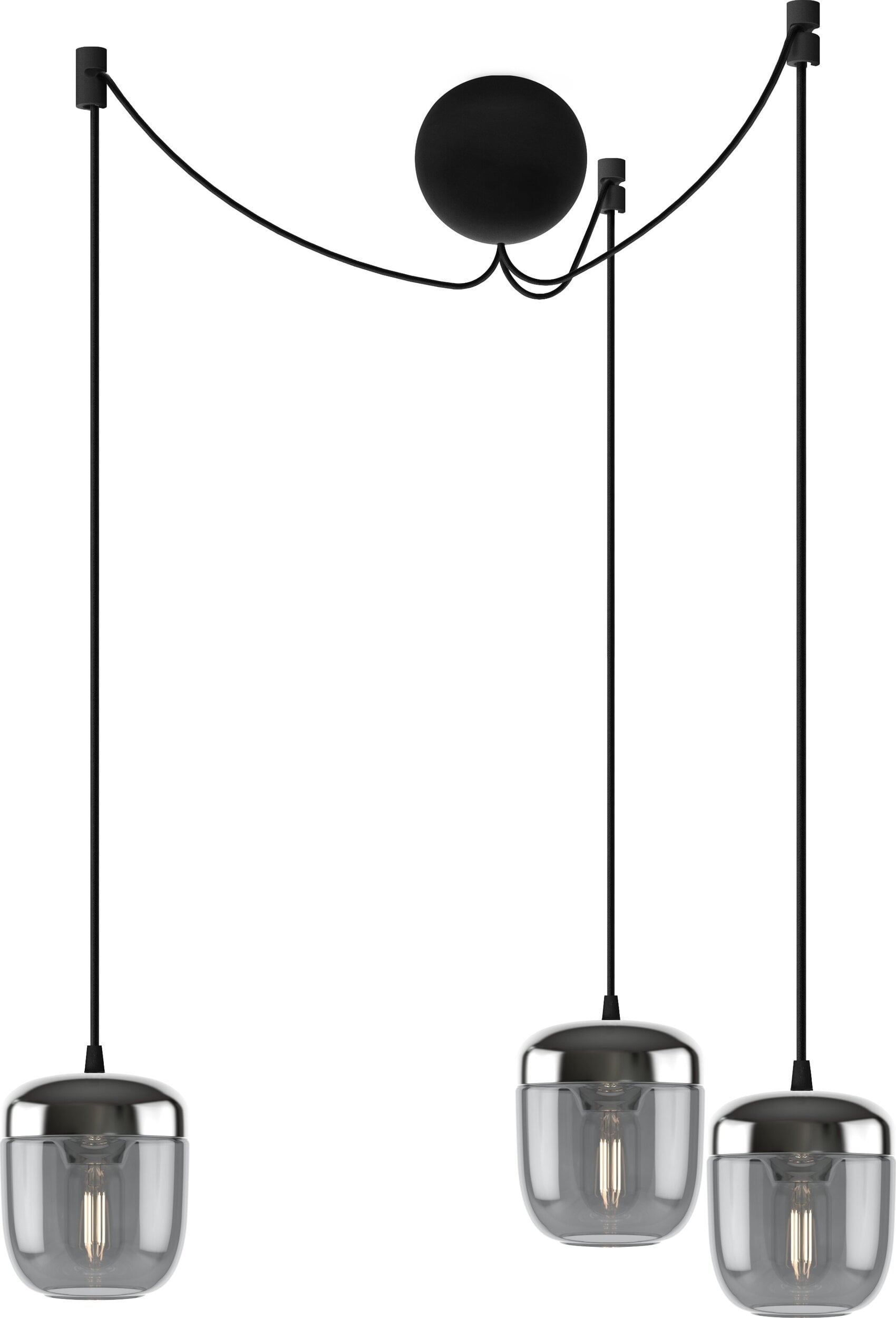 Lampa wisząca Acorn przydymiona stal potrójna