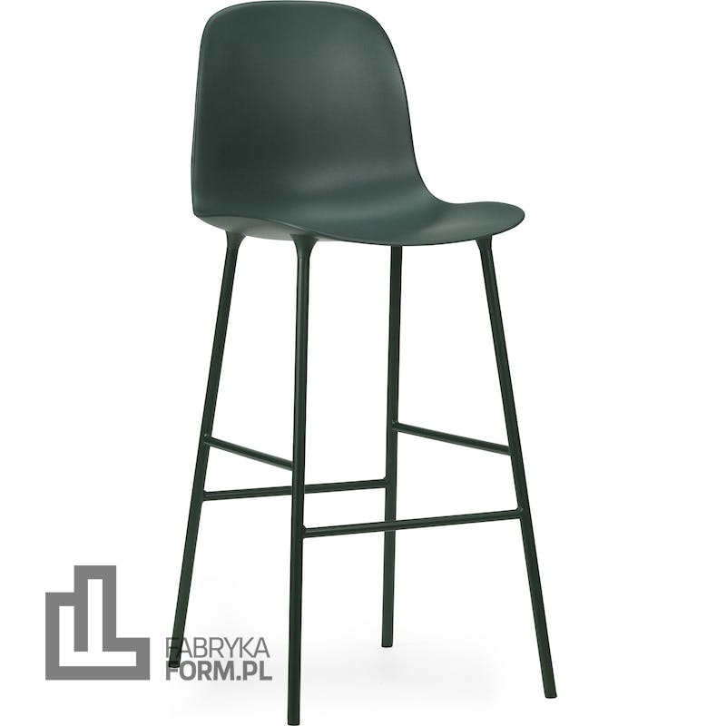 Krzesło barowe Form 65 cm zielone na stalowych nogach