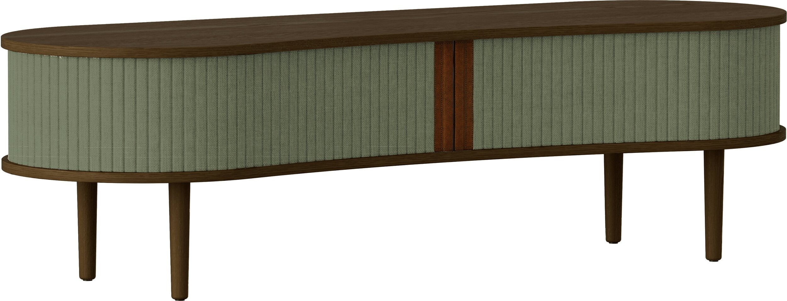 Szafka Audacious 140 cm zielona na ciemnych dębowych nogach