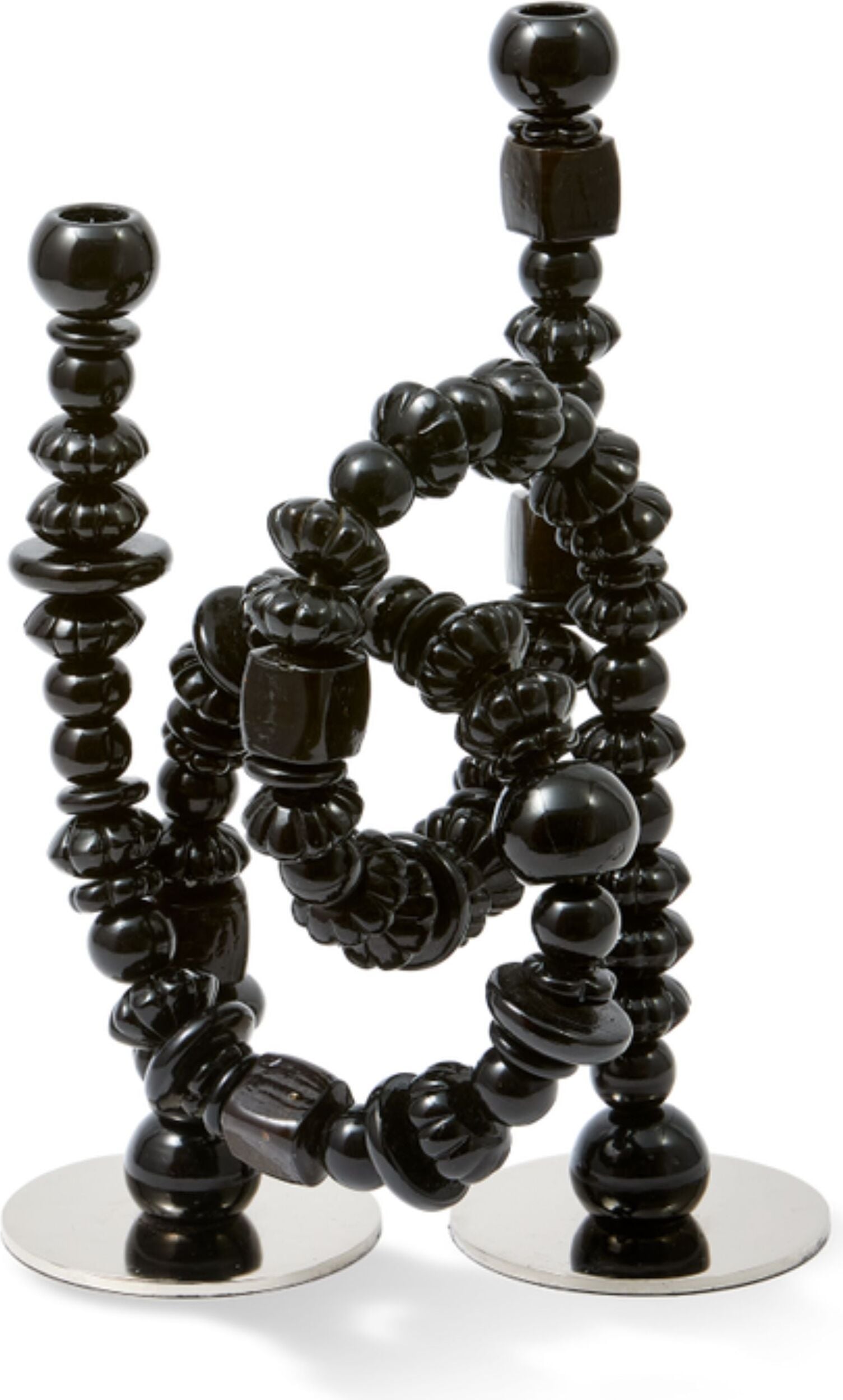 Świecznik na klasyczną świecę Beads czarny