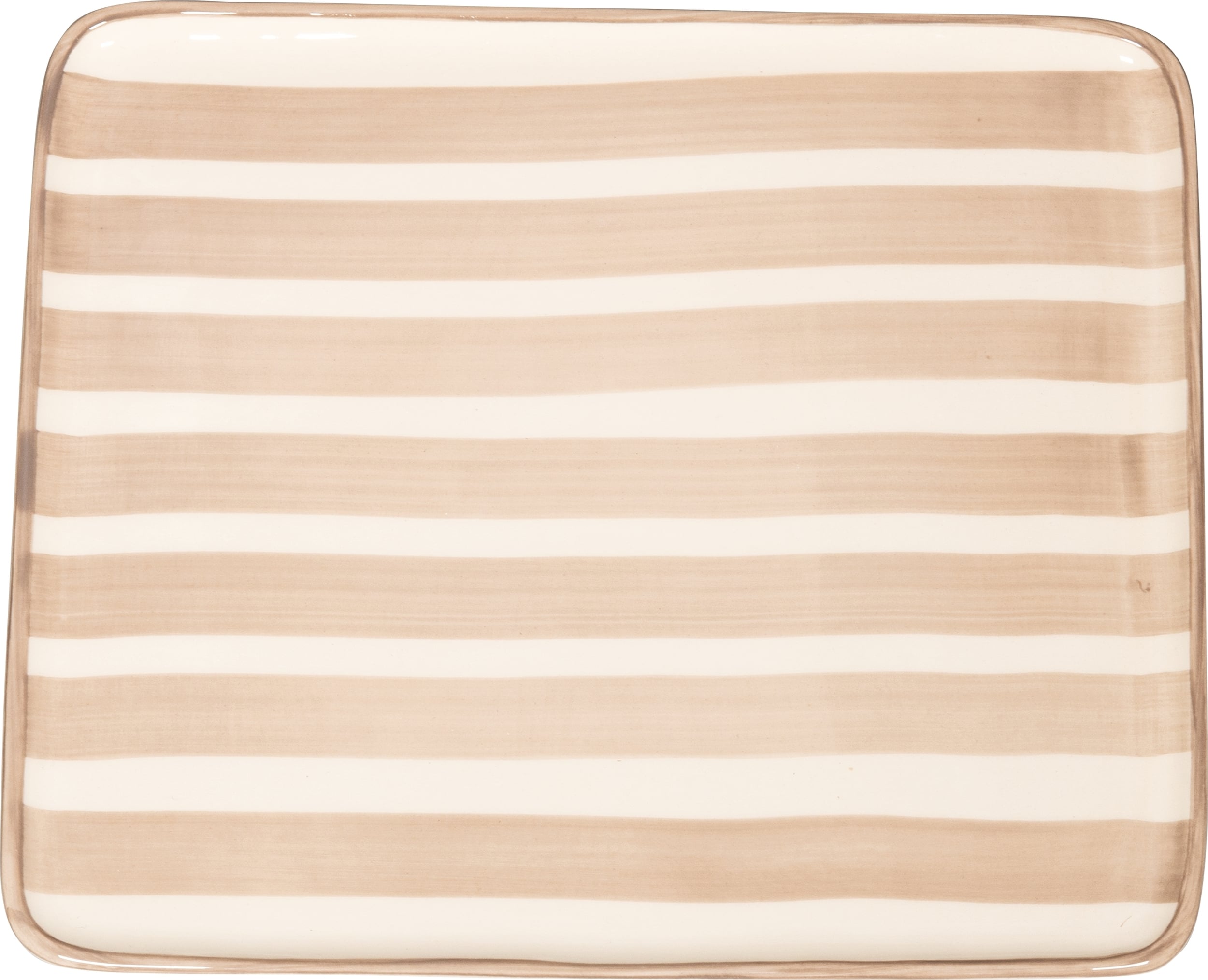 Talerz obiadowy Lido Righe w paski 28 x 24 cm beżowy