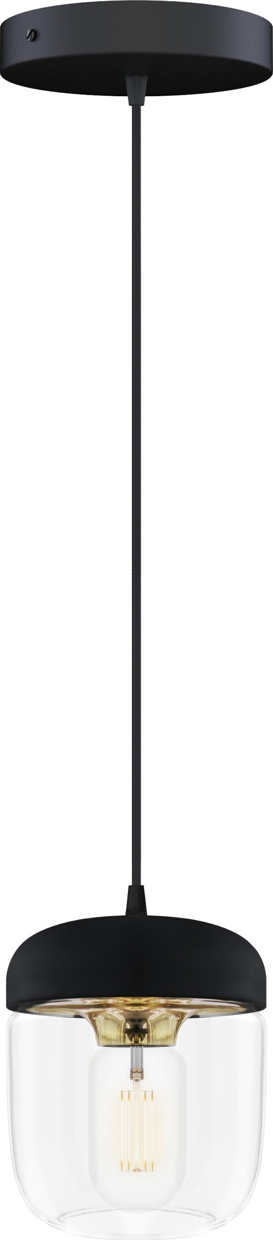 Lampa wisząca Acorn czarna z polerowanym mosiądzem pojedyncza
