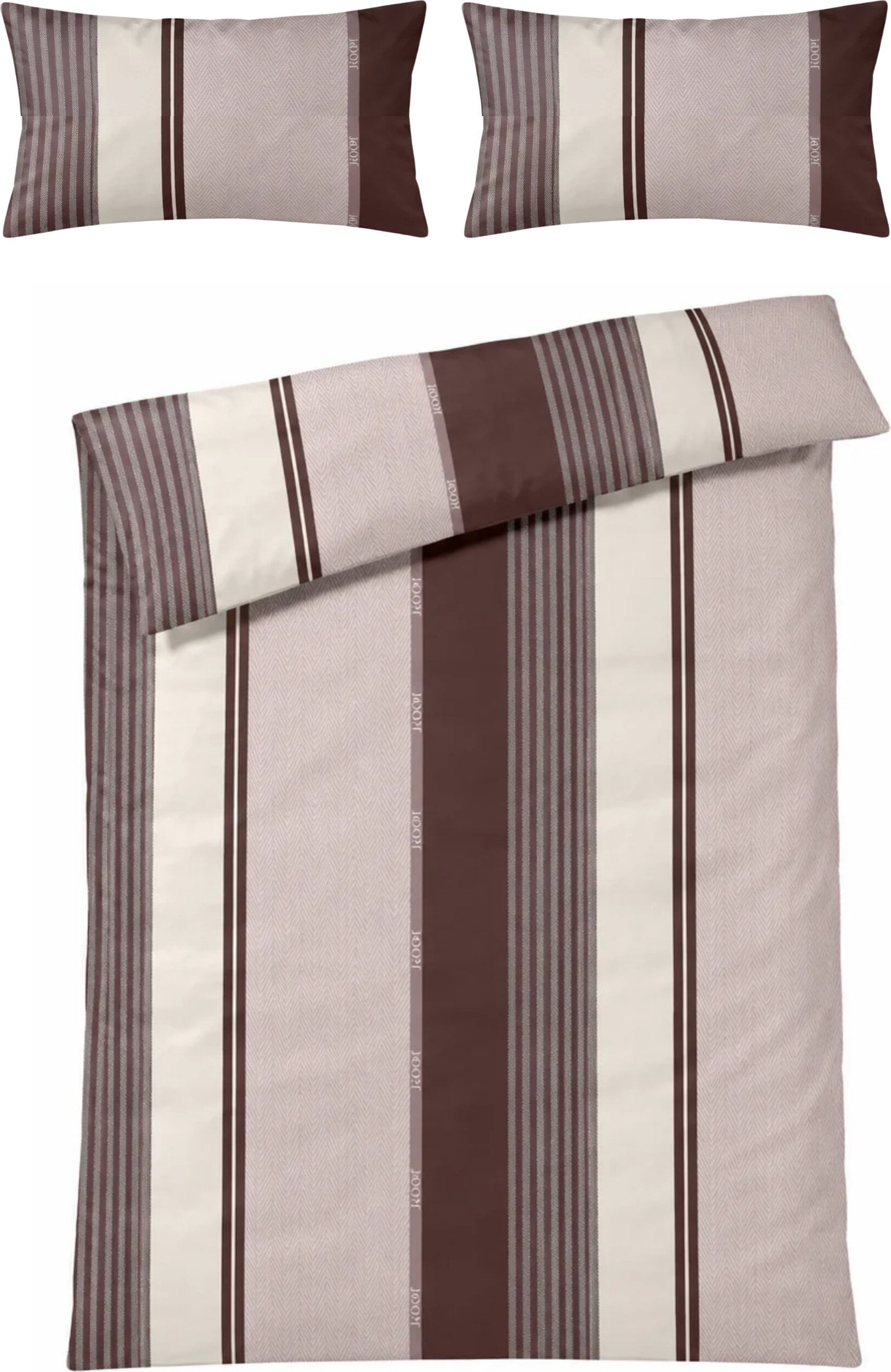 Pościel Herringbone Stripes 200 x 220 cm Rose z bawełny satynowej z 2 poszewkami na poduszki 40 x 80 cm