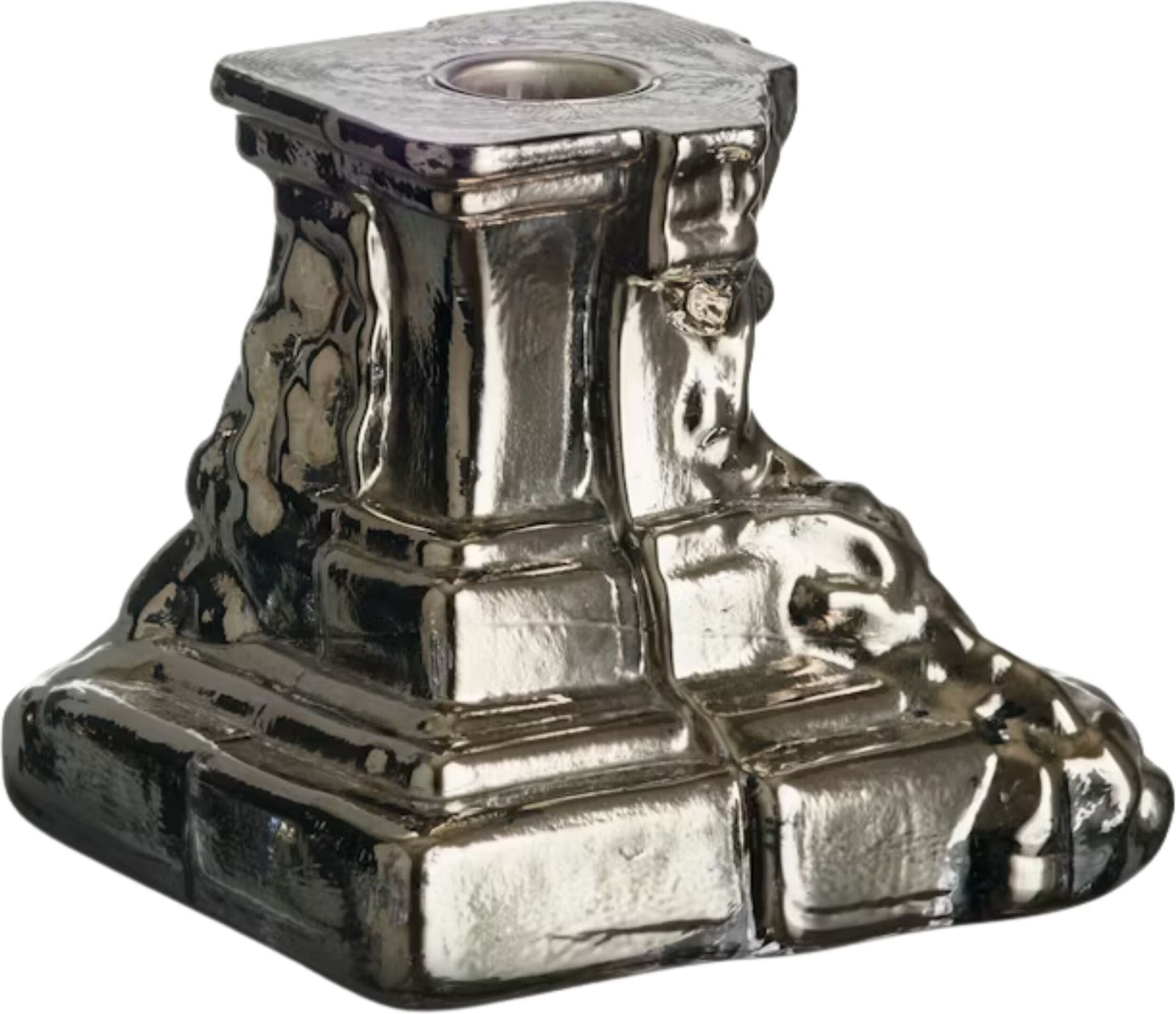 Świecznik na klasyczną świecę Rocky Baroque 9 5 cm stalowy połysk