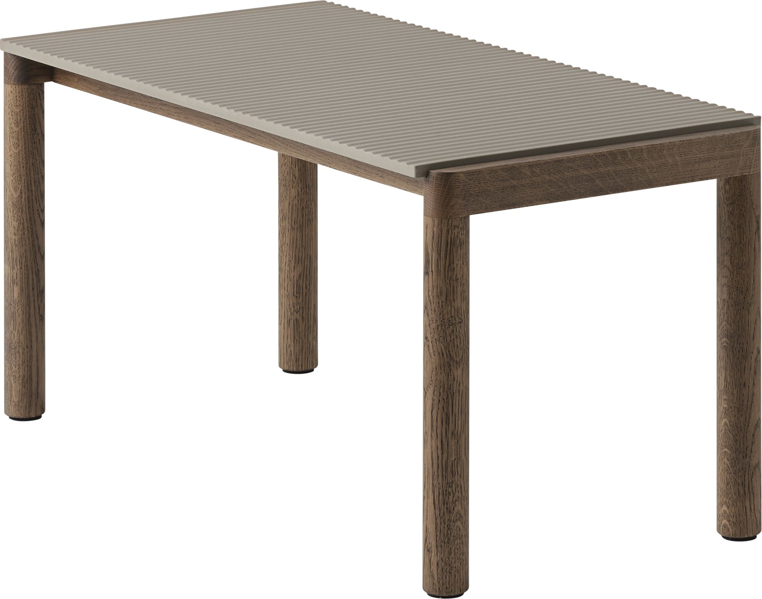 Stolik kawowy Couple karbowany 40 x 84 x 40 cm taupe na ciemnych dębowych nogach