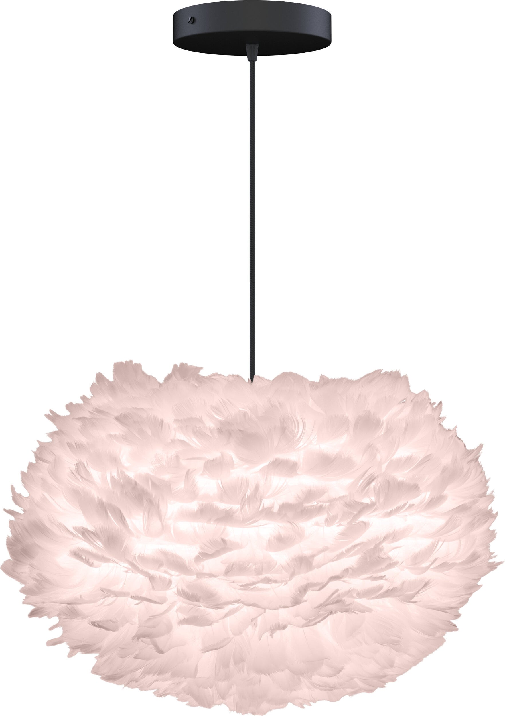 Lampa wisząca Eos 45 cm jasnoróżowa z czarną rozetą
