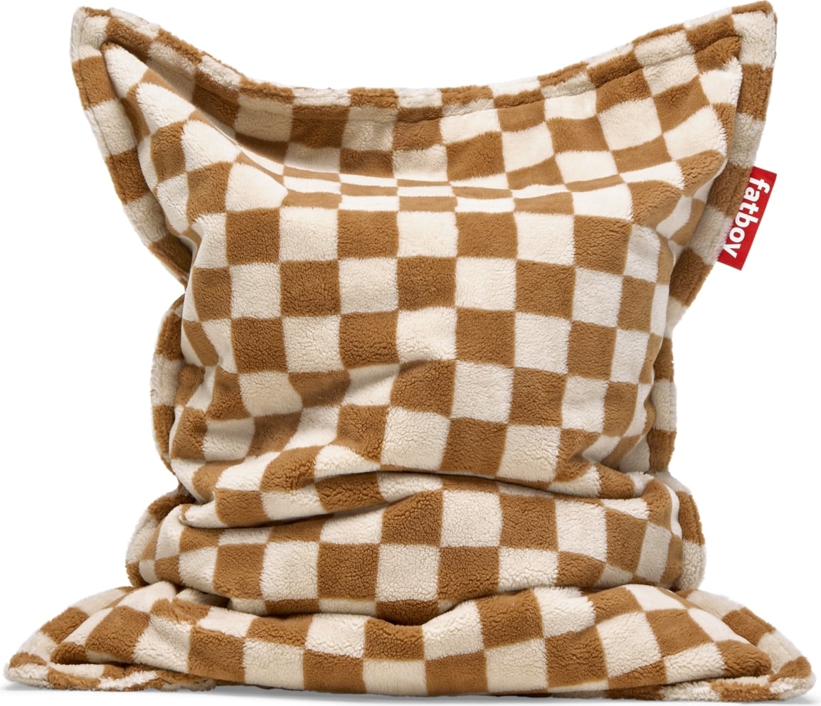Puf Fatboy The Original Slim Teddy Chess brązowo-kremowy