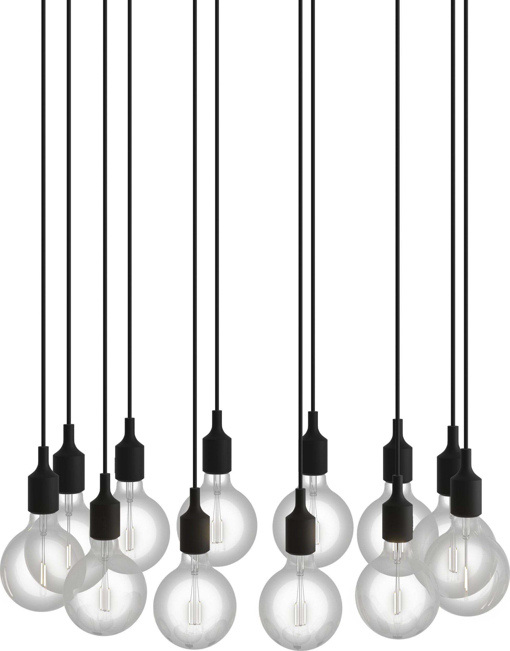 Lampa wisząca E27 12-punktowa czarna