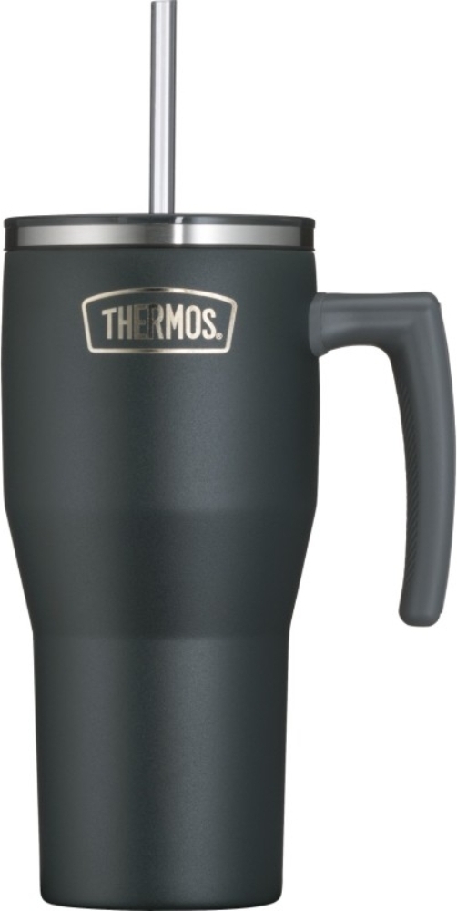 Kubek termiczny ze słomką Thermos Refreshing 850 ml czarny mat