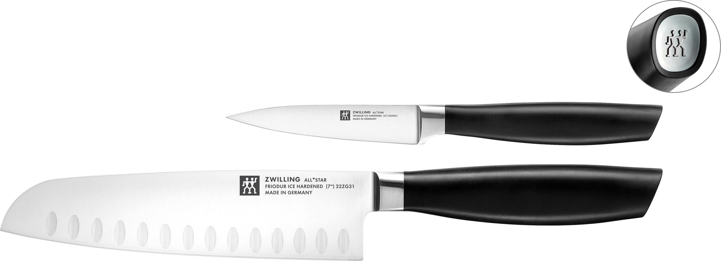 Nóż santoku i nóż do warzyw i owoców All Star srebrne