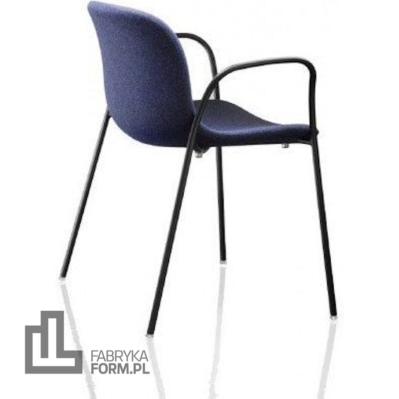 Krzesło Troy z podł. tapicerowane czarna rama niebieskie siedzisko