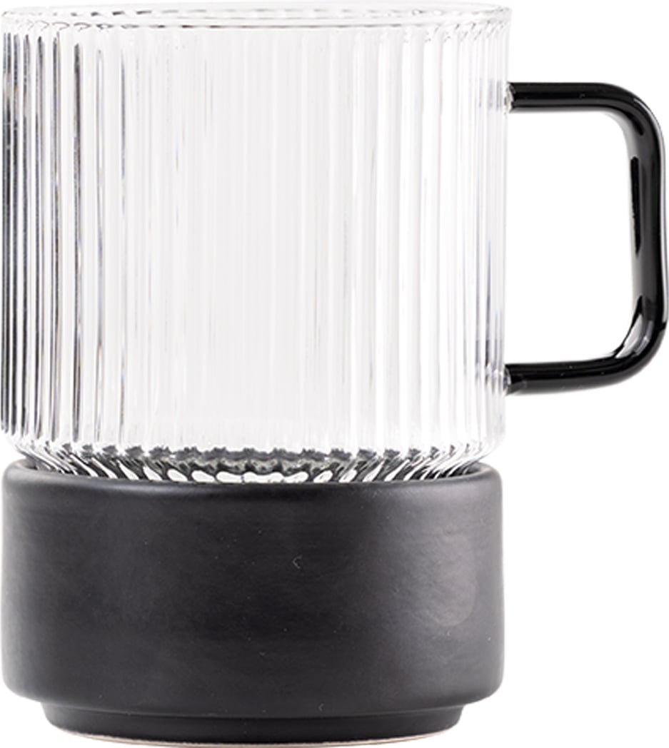 Kubek do herbaty T-Set 450 ml z czarnym uchwytem z miską na przekąski