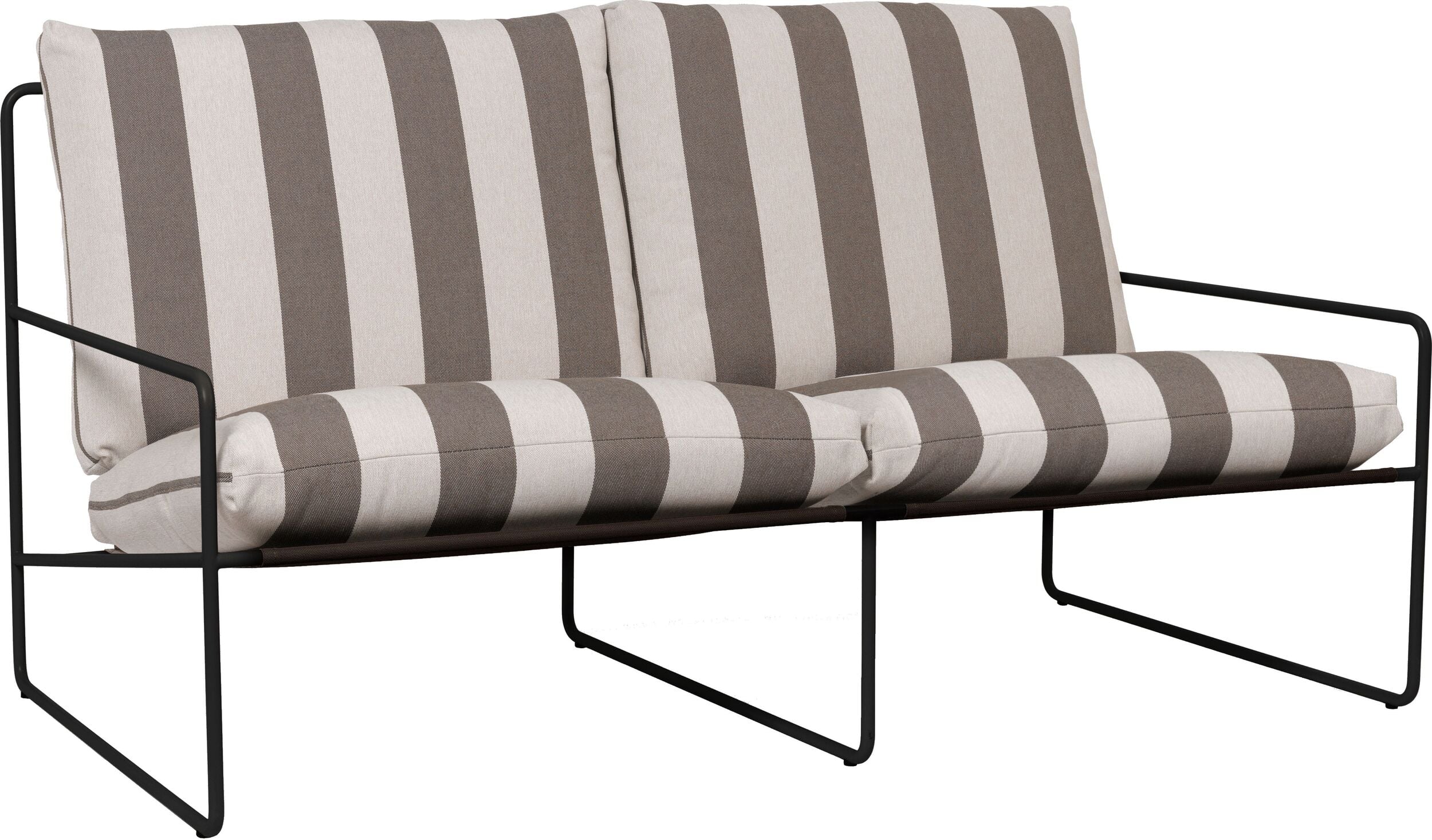 Sofa ogrodowa Desert Stripe podwójna z czarną ramą