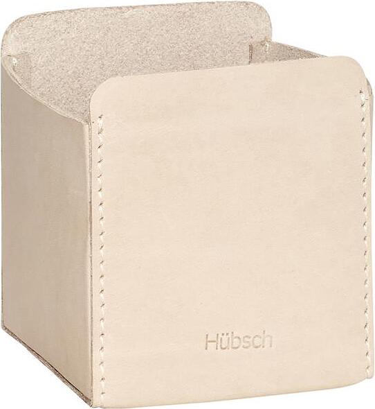 Organizer na biurko Hübsch 9 cm beżowy skóra naturalna